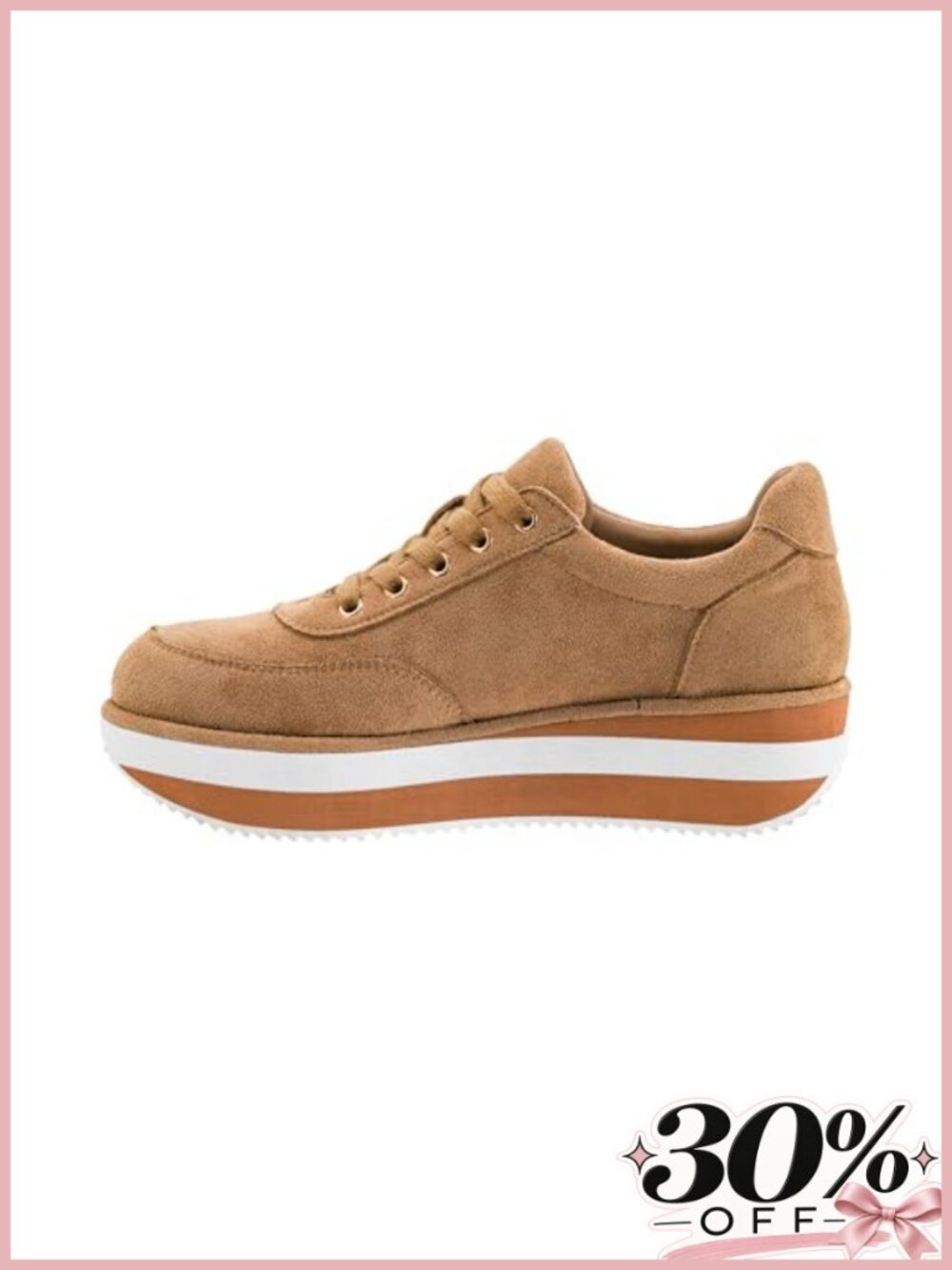 Faux Suede Platform Sneaker Lace-Up Cushioned Comfort